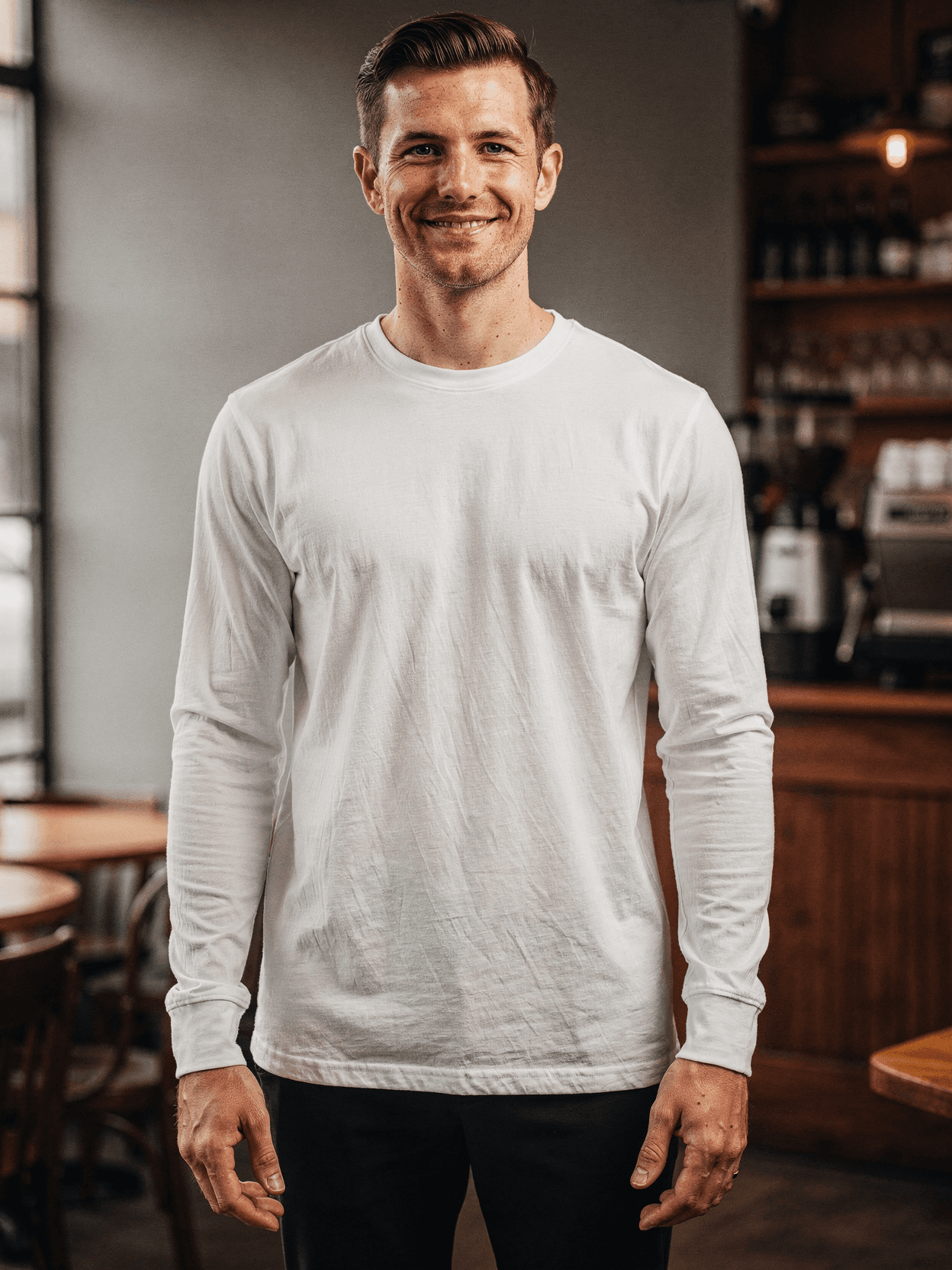 Vintage Tri-Blend Long Sleeve Mockup – Cafe Scene