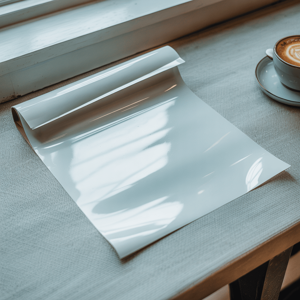 White Vinyl Decal Mockup - Cafe Lifestyle Setting
