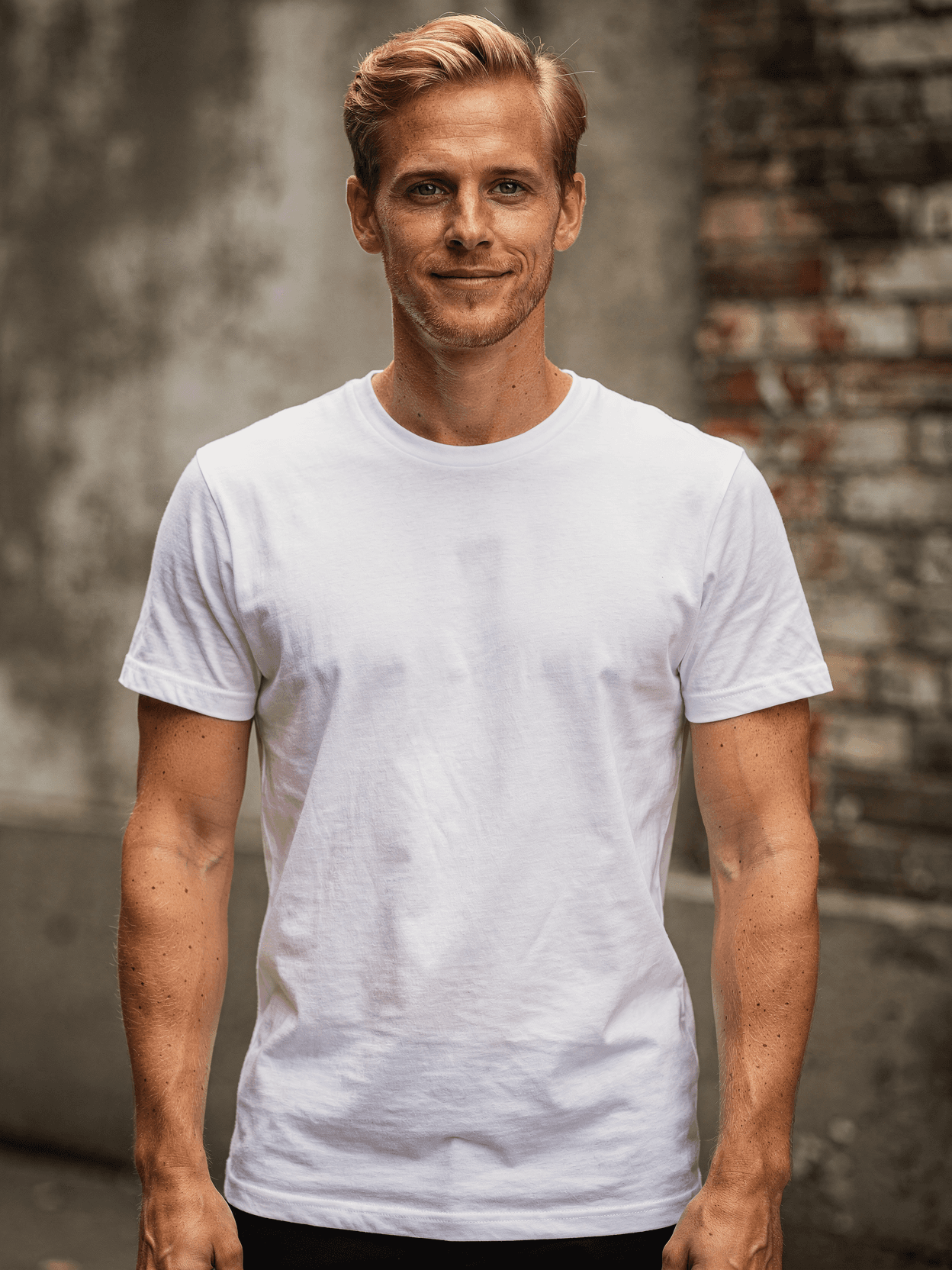 White Polyester Crewneck T-Shirt Mockup Urban Street