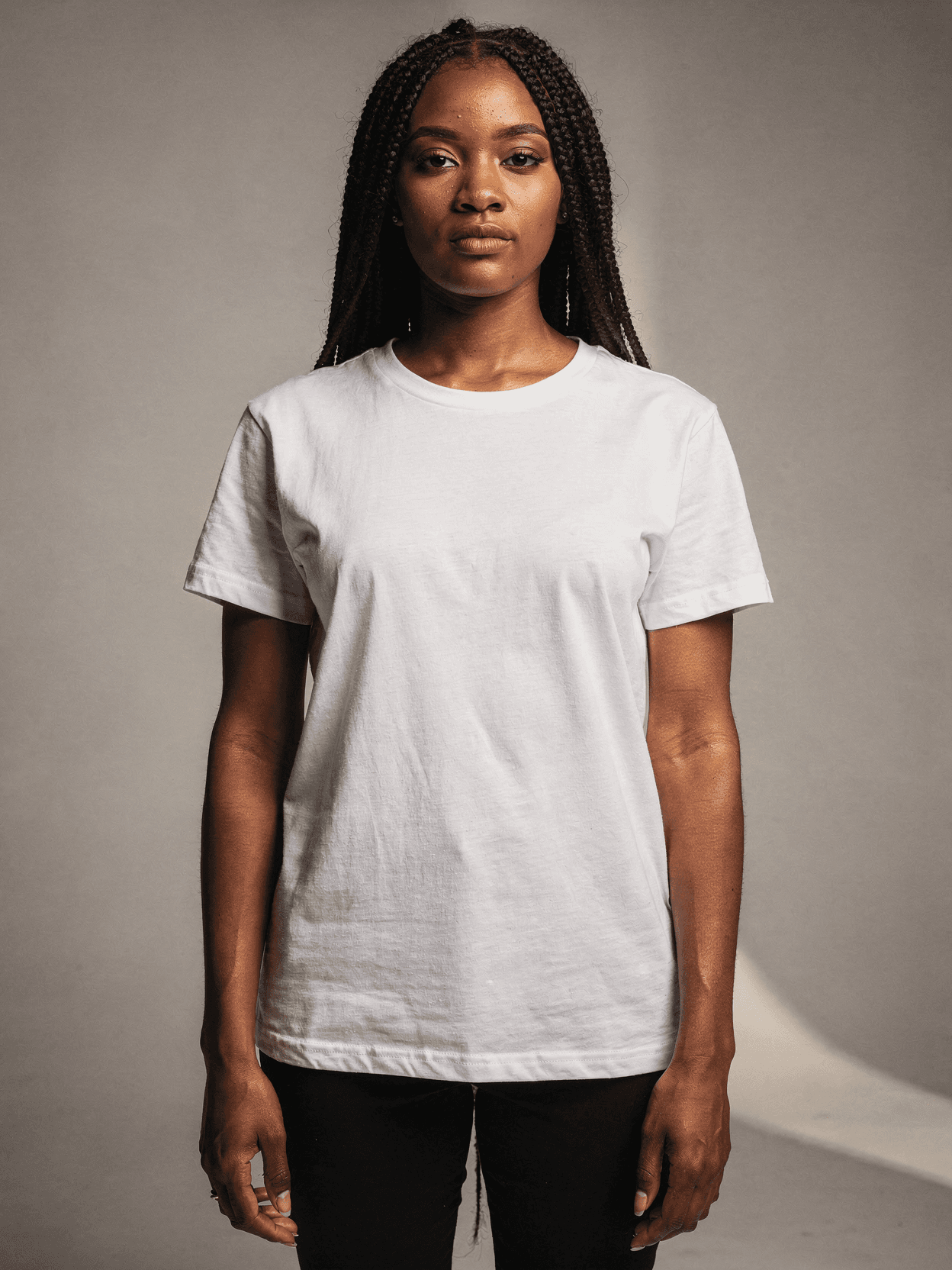 White Tri-Blend Crewneck T-Shirt Mockup on Model