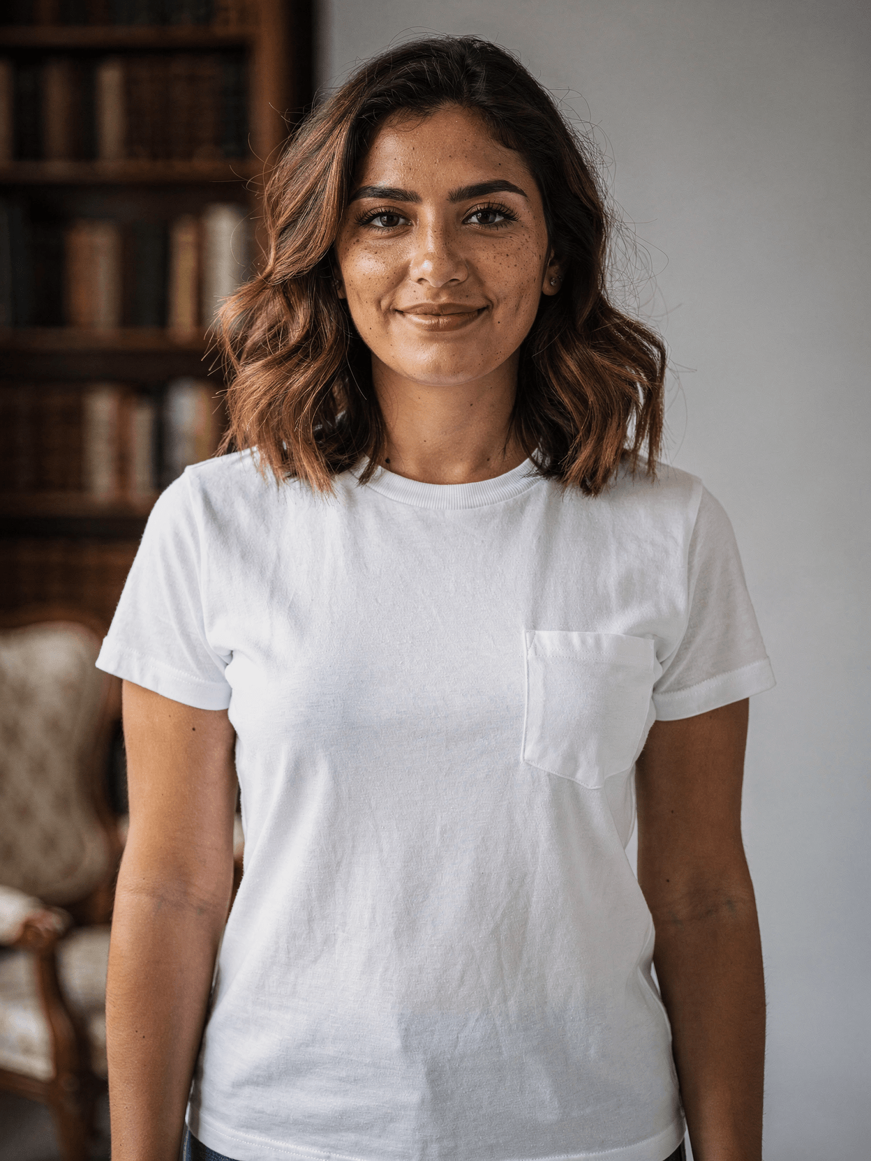 White Tri-Blend Pocket Tee Mockup – Street Style