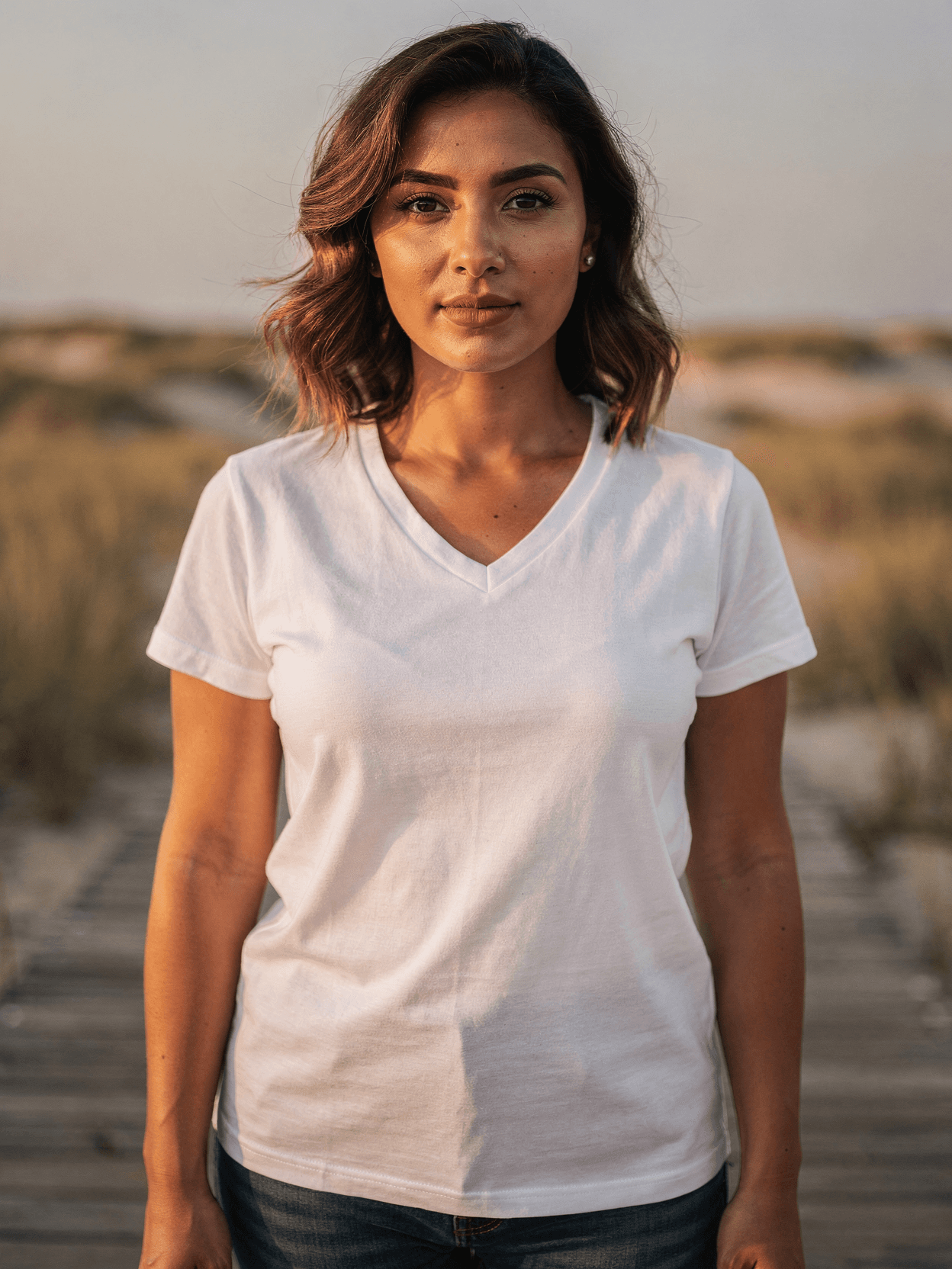 White Tri-Blend V-Neck Mockup – Coastal Retro