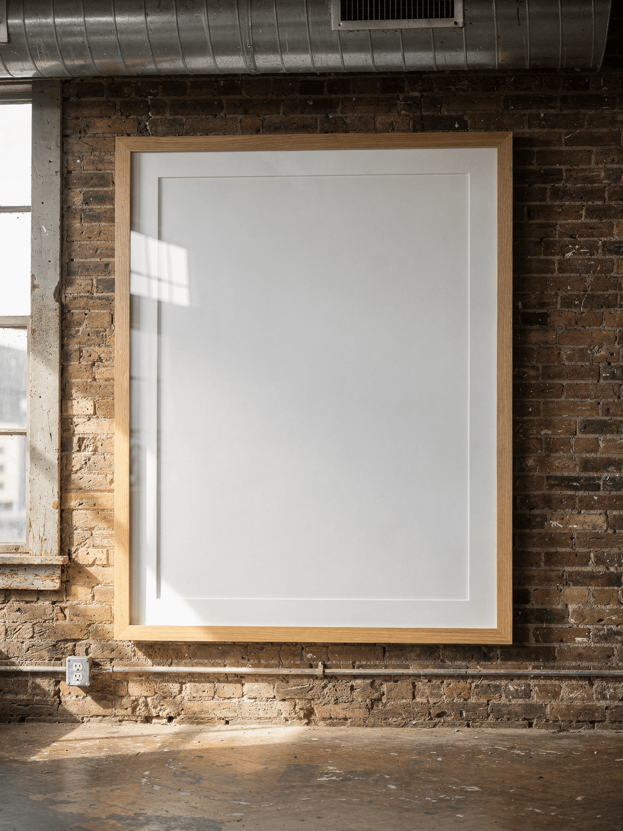 White Wooden Frame Mockup – Industrial Loft Setting
