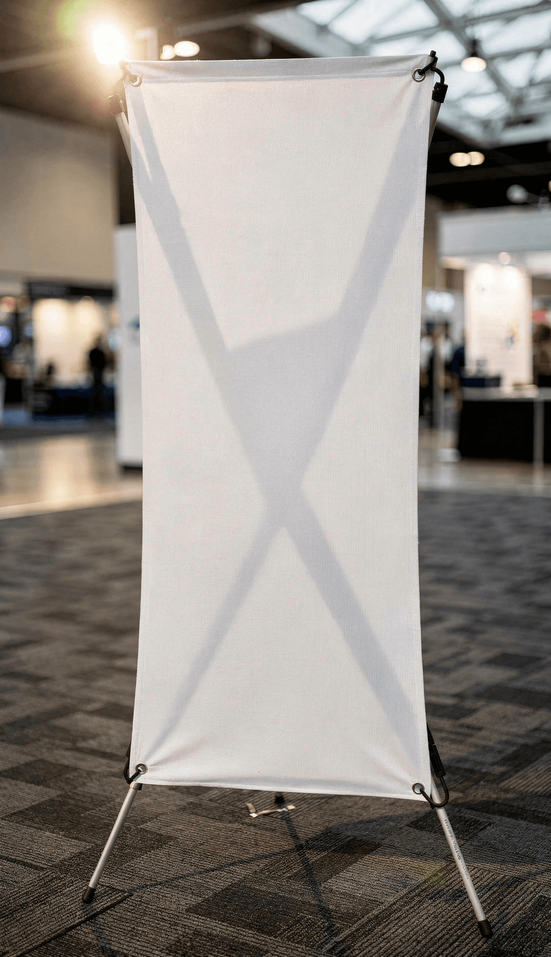 White X-Banner Stand Mockup - Trade Show Setup — Direct Front View