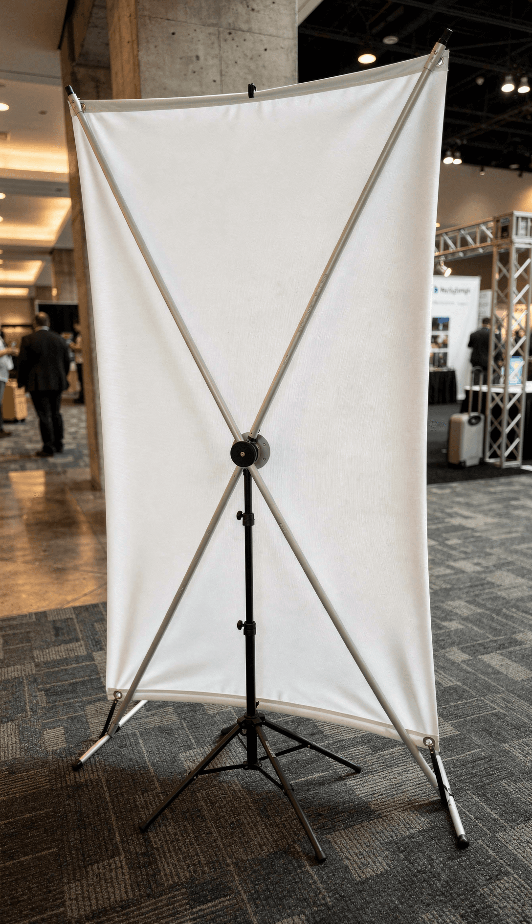 White X-Banner Stand Mockup - Trade Show Setup — Direct Front View