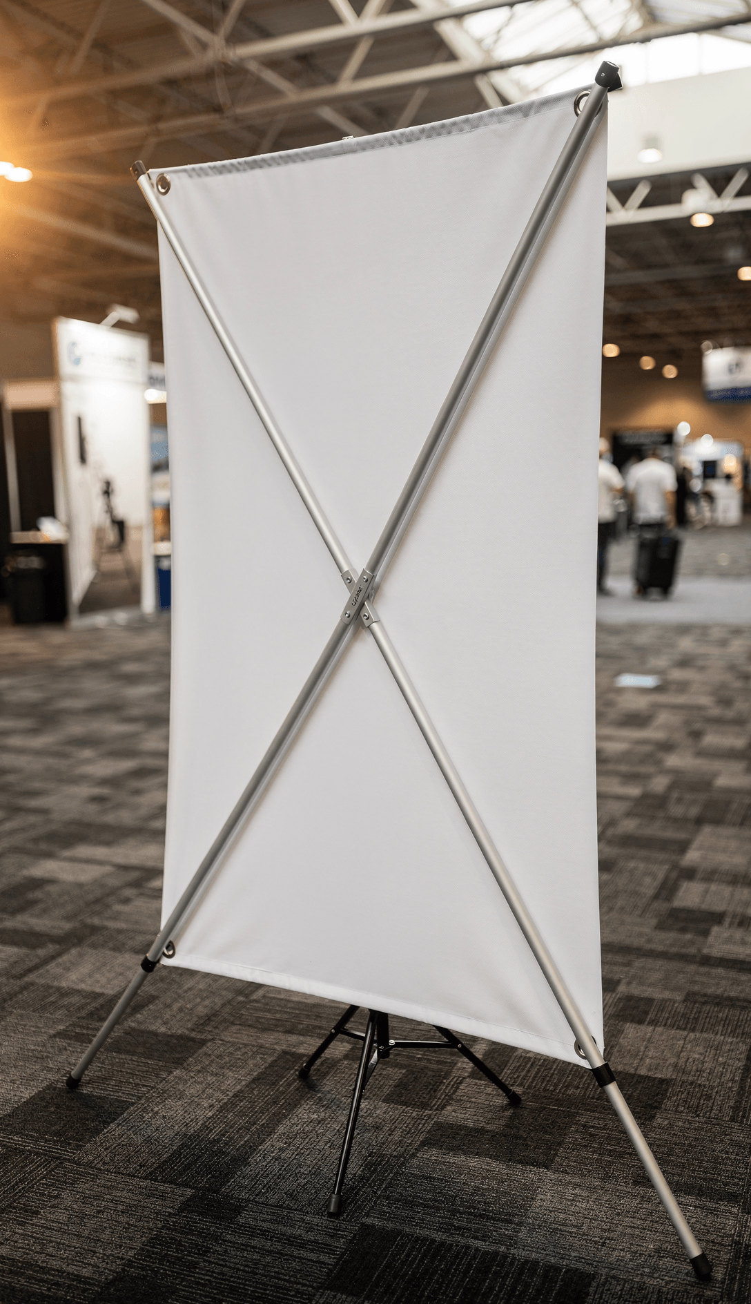 White Vinyl X-Banner Mockup - Trade Show Setup